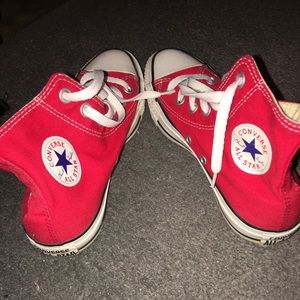 Red and White Hi-Top Converse